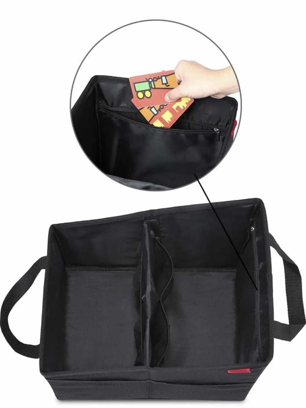 Car Trunk or Seat Organizer Storage Bin with Dual Handles - Black